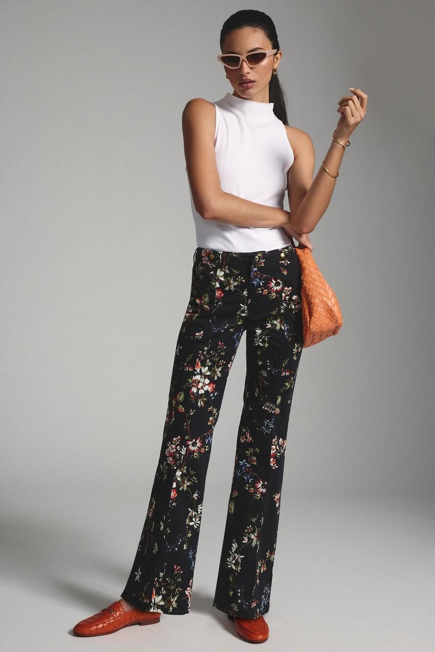 Anthropologie  Pilcro Mid-Rise Demilune Floral Utility Pants Size 32"x26.5"